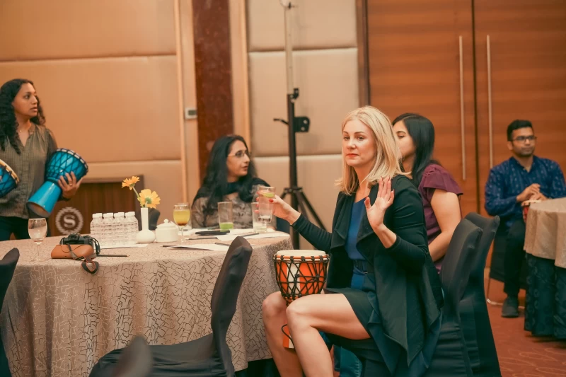 Corporate Drum Circle Activity at Hyderabad Gala Dinner gallery image