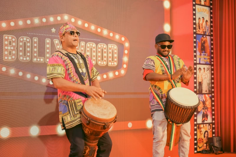 Corporate Drum Circle Activity at Hyderabad Gala Dinner gallery image